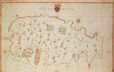 Ön Malta, från en nautisk atlas, 1646 (bläck på veläng) (se även 330943)